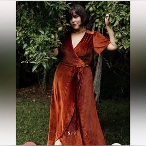 Burnt orange ribbed velvet Andi dress by Baltic born